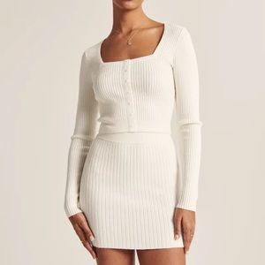 Abercrombie & Fitch Ribbed Sweater and Mini Sweater Skirt Set.